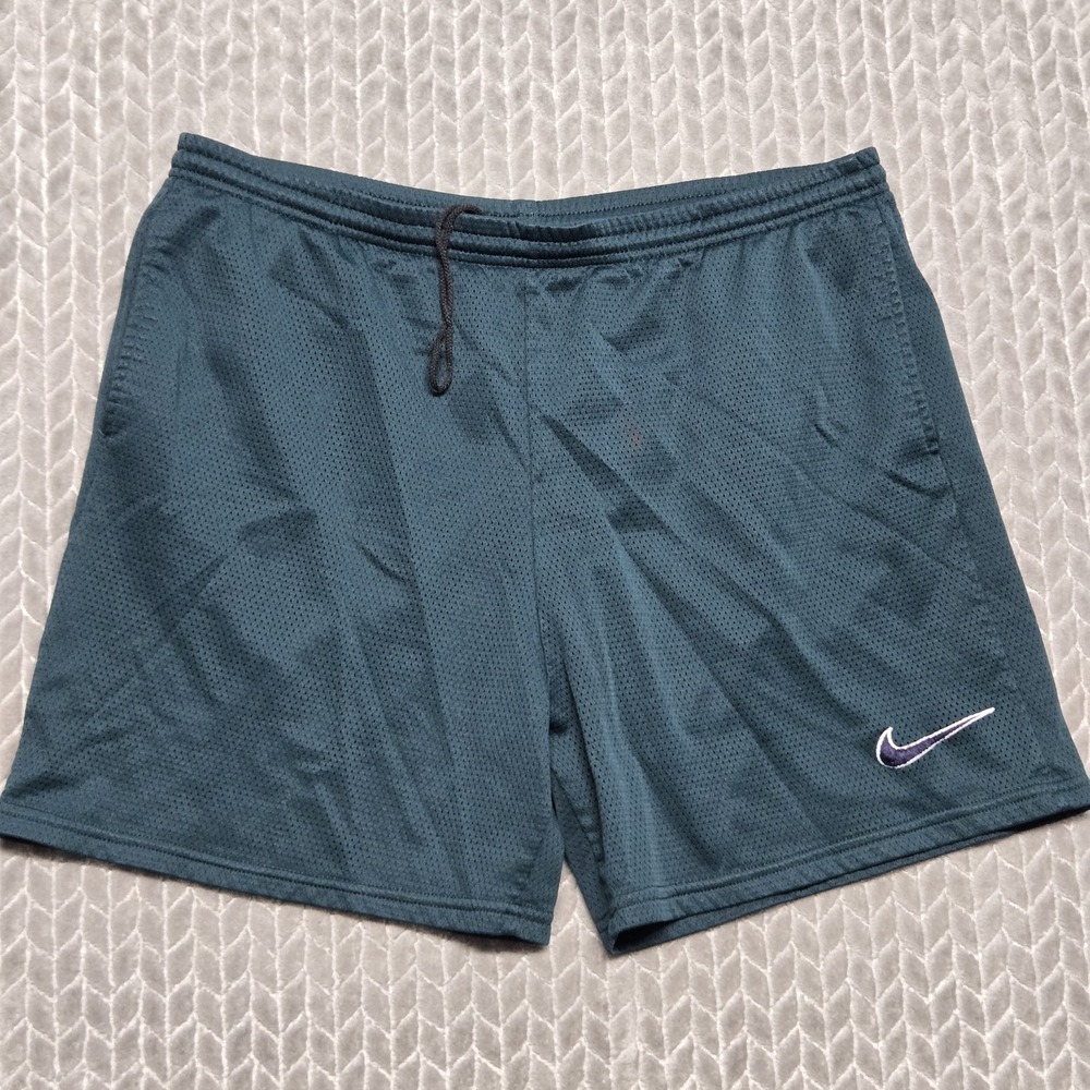 Vintage Nike Shorts Men's XL 34 Waist Green 6" Inseam Mesh Athletic 90s Sports